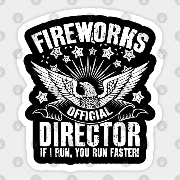 Fireworks Director Run Faster Sticker by RadStar